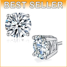 Load image into Gallery viewer, Timeless Moissanite 1 ct Stud Earrings - Durable Silver with Lever Back Design
