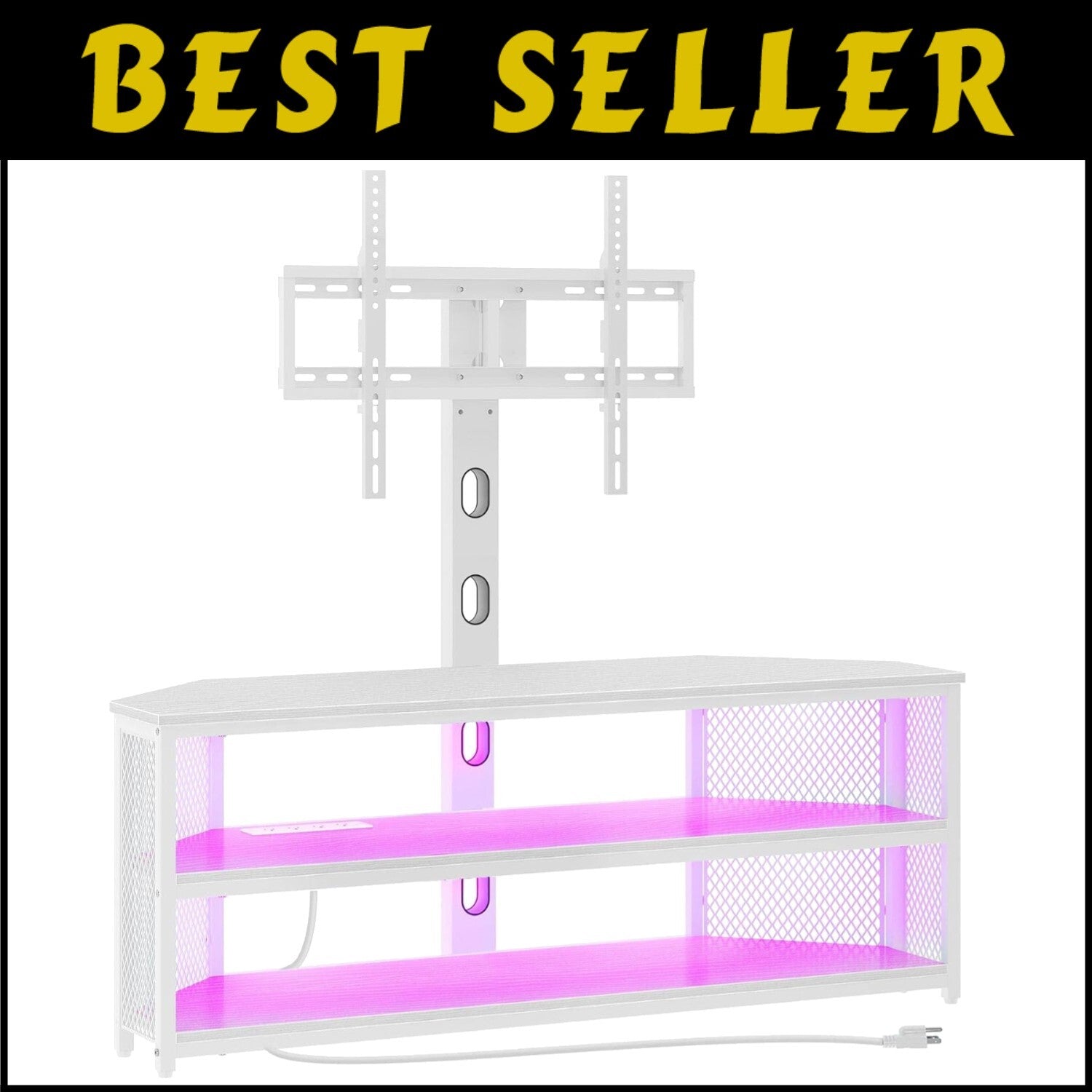 Swivel LED TV Stand with Mount, Power Outlet & Adjustable Heights - For Up to...