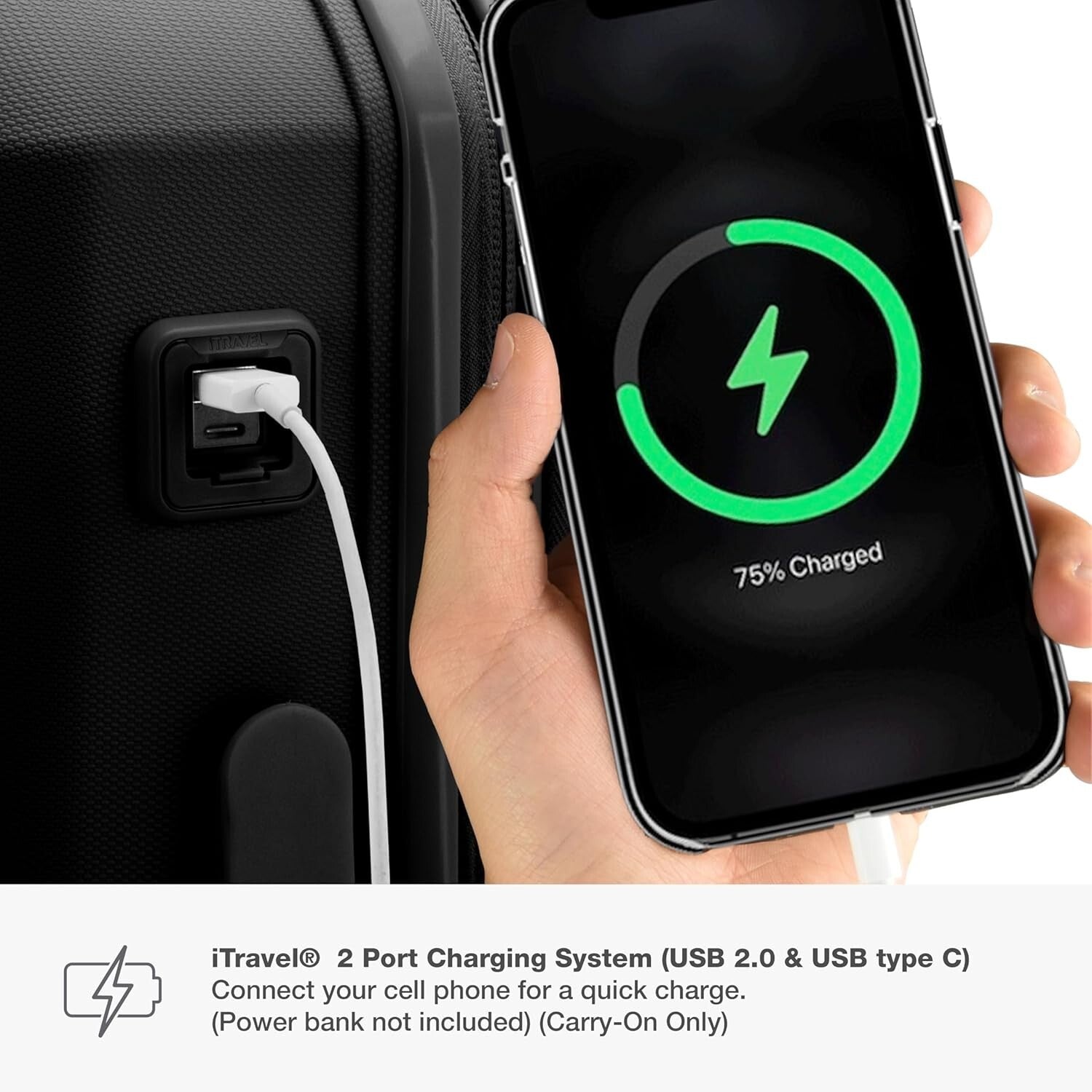 Pagosa Indestructible Hardshell 2-Piece Expandable Luggage Set with USB Ports