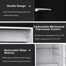 Load image into Gallery viewer, Retro Mini Refrigerator with Adjustable Thermostat - 2.5 Cu Ft in Elegant Black