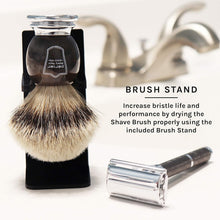 Load image into Gallery viewer, Premium 3-Band Silvertip Badger Brush with Chrome Base - Includes Stand
