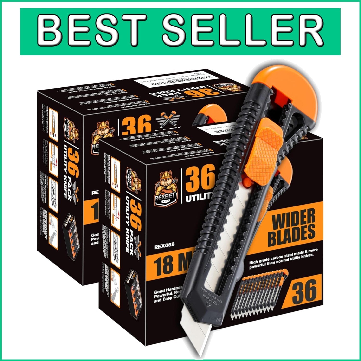 Bulk 72 Pack Retractable Utility Knives - 18mm Sharp Blade for Efficient Cutting