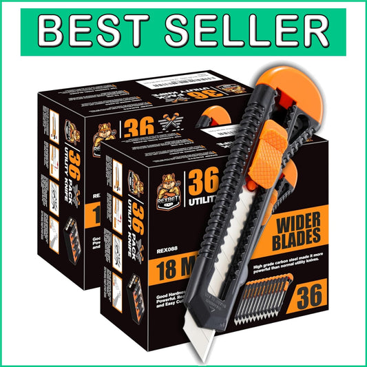 Bulk 72 Pack Retractable Utility Knives - 18mm Sharp Blade for Efficient Cutting