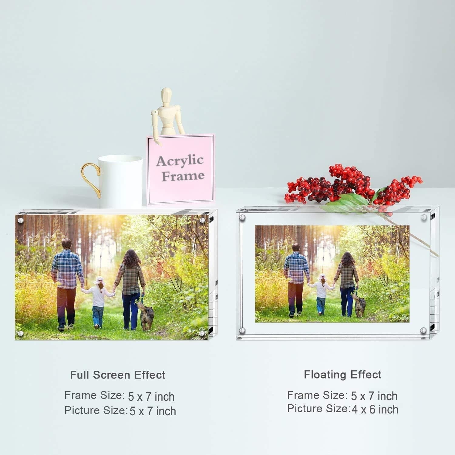 Clear Acrylic Picture Frame Set - 5x7 Double-Sided Frames for Any Occasion