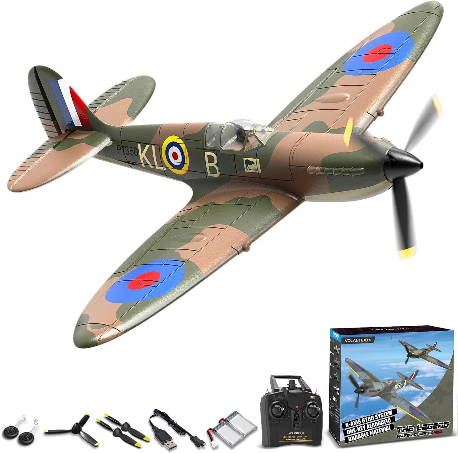 RC Plane Spitfire Fighter 4CH RTF - Easy Aerobatics with Gyro Stabilizer