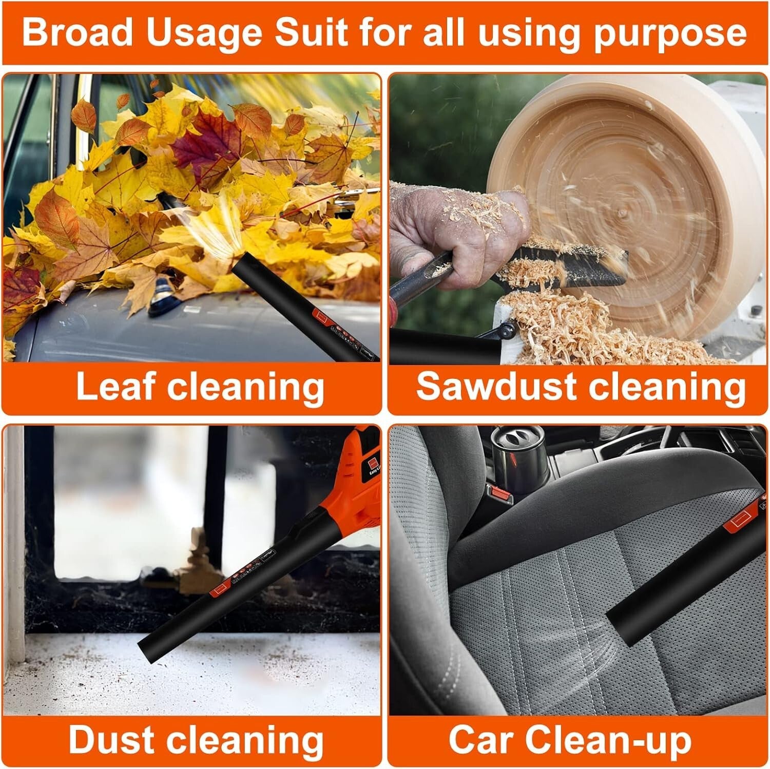 Portable 21V Leaf Blower with Fast Charger - Ideal for Yard and Sidewalk Cleanup