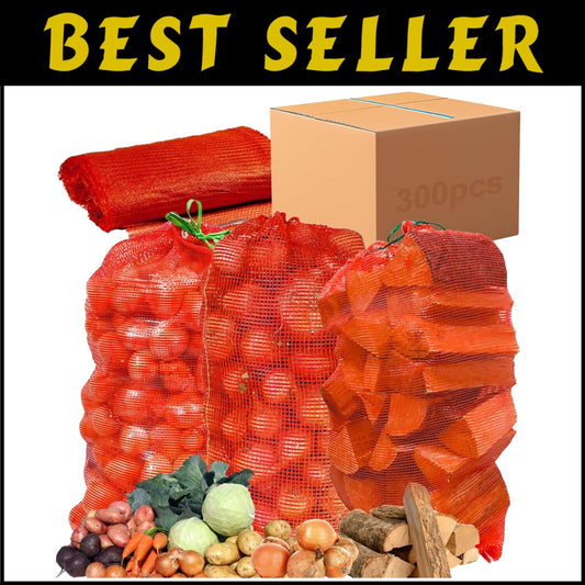 Bulk 300 Red Mesh Bags - Reusable Storage for Produce & Firewood - 31'' x 20''