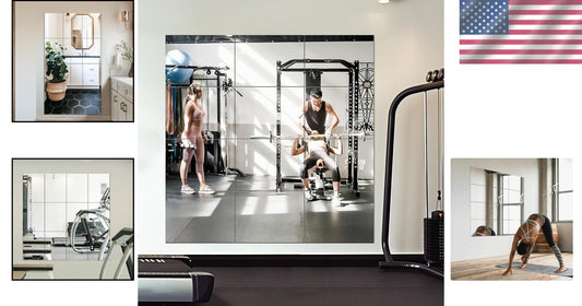 Frameless Sleek Mirror Tiles - 12PCS Home Gym and Decor Solution 16x12''