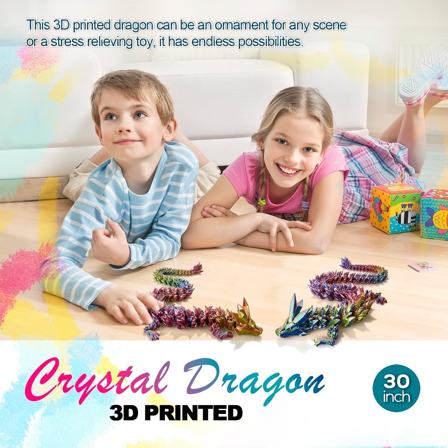 30'' Articulated 3D Dragon Sculpture - Stunning Home Decoration & Gift