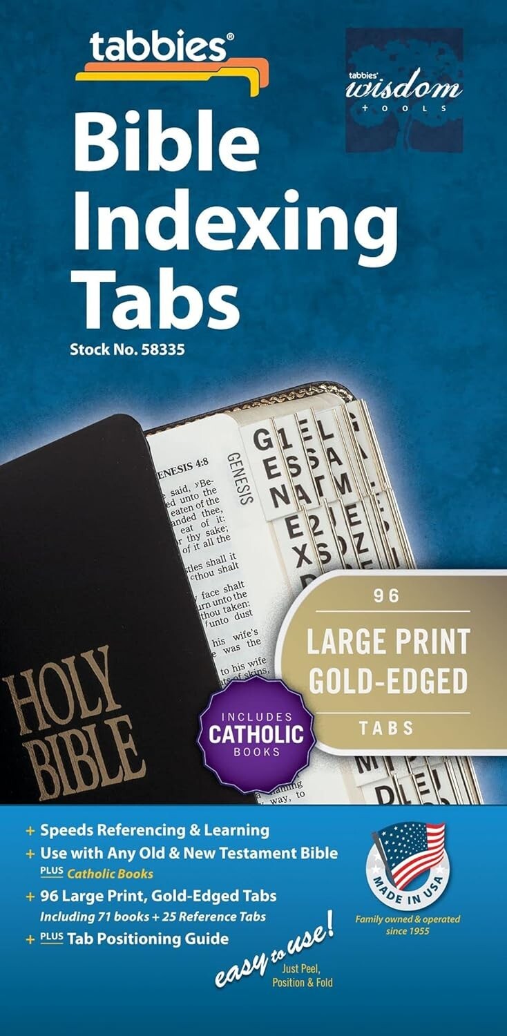 Large Print 96 Tabs with Gold Edge for Quick Bible Reference & Easy Navigation