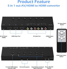 Load image into Gallery viewer, HDMI/AV Switcher with Remote Control - Plug &amp; Play for Gamers &amp; Movies
