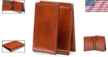 Load image into Gallery viewer, Men's Wallet with Spring-Loaded Money Clip &amp; 6 Card Slots - Amber Brown