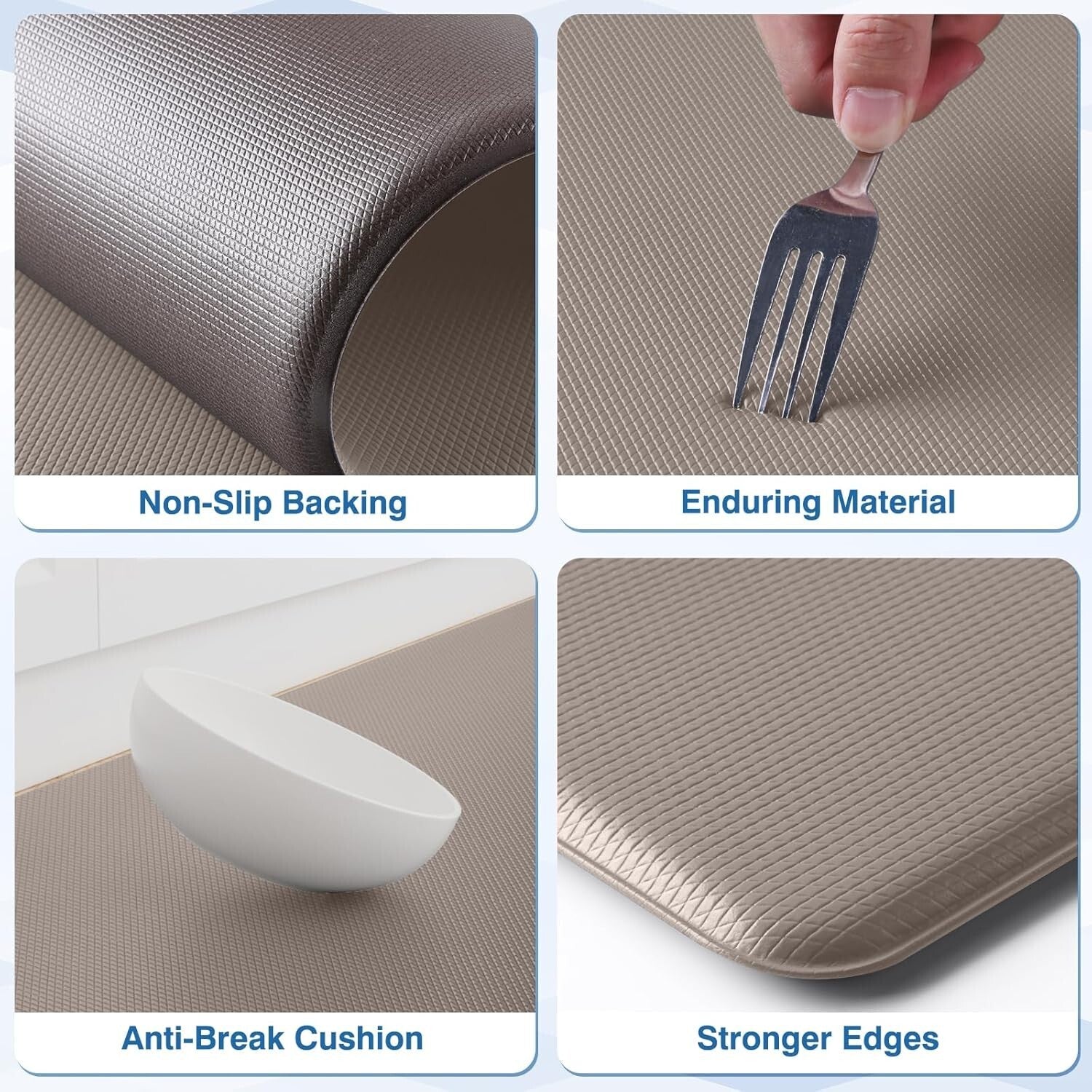 Cushioned 17.3'' x 30'' + 17.3'' x 59'' Non-Slip Kitchen Rugs for Comfort