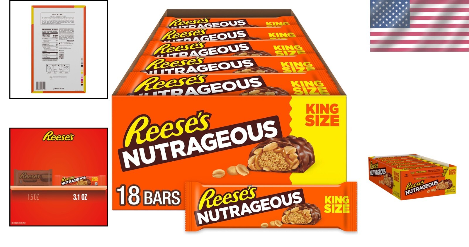 Individually Wrapped NUTRAGEOUS Peanut Butter Caramel Bars - 3.1 oz, 18 Pack