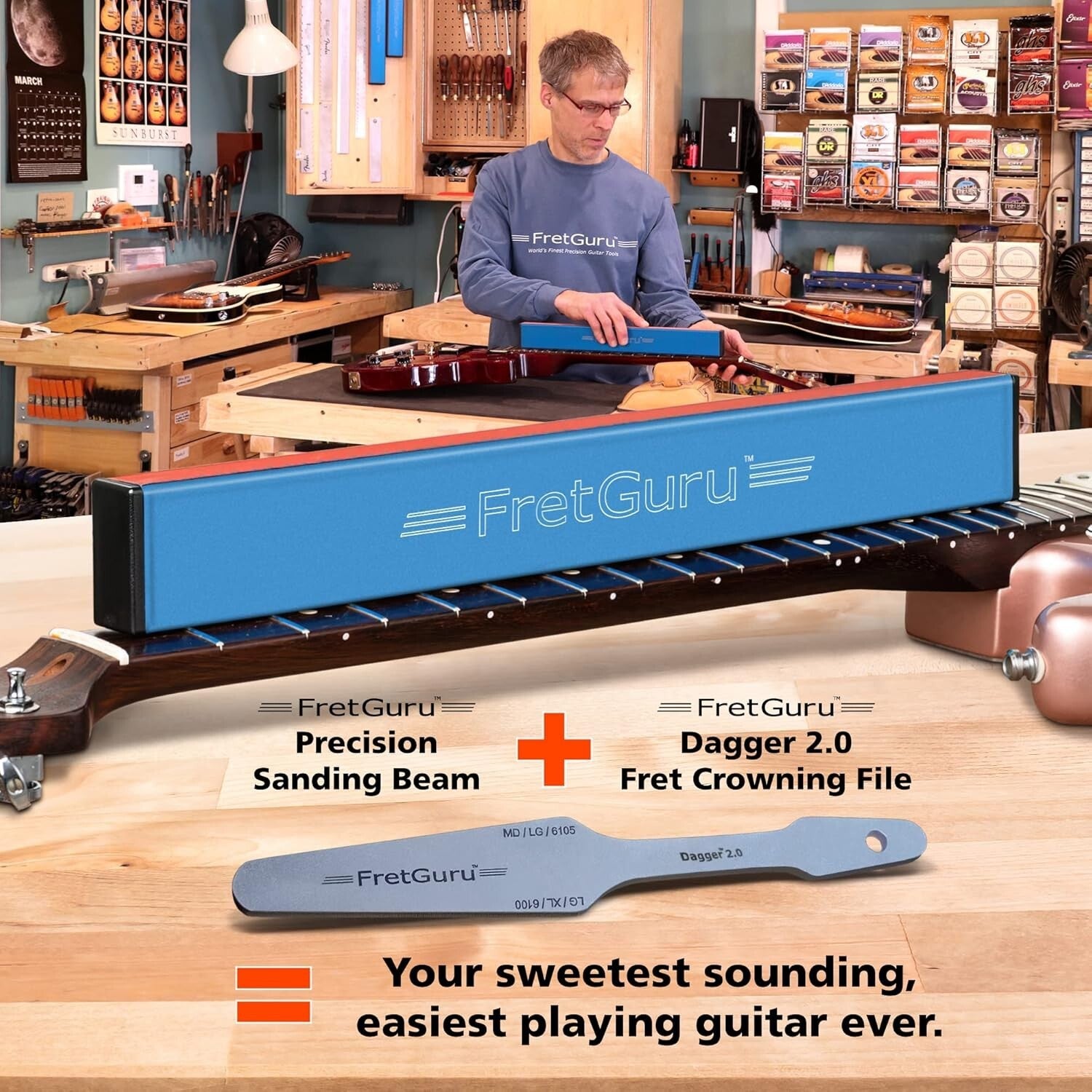 Professional 10" Fret Leveling Beam Tool for Guitar & Short Scale Instruments