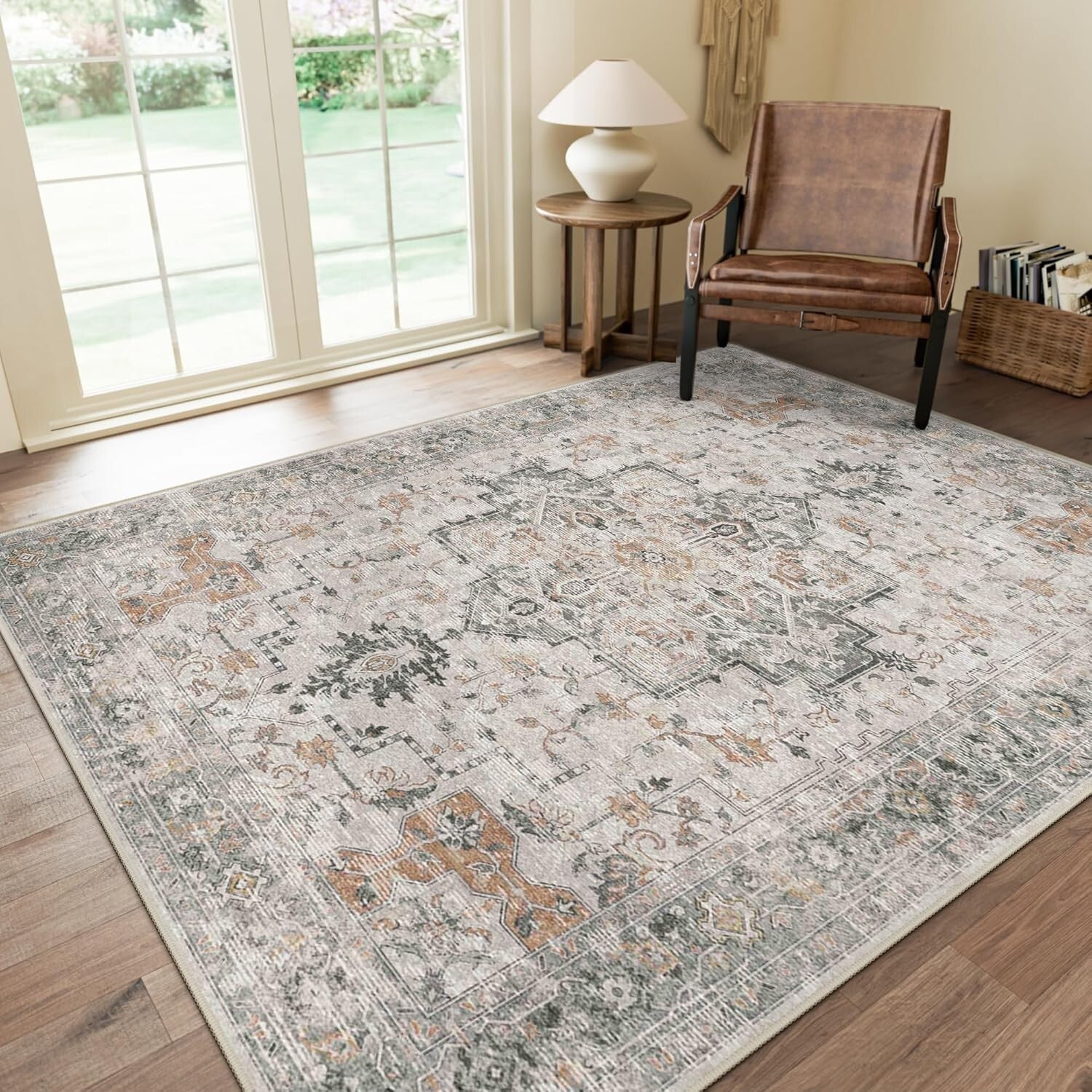 Elegant 8x10 Area Rug - Non-Slip, Stain Resistant, Machine Washable for Home Use