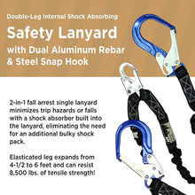 Load image into Gallery viewer, Durable Double Leg Safety Lanyard with Shock Absorption - 8500 lbs Load Capacity