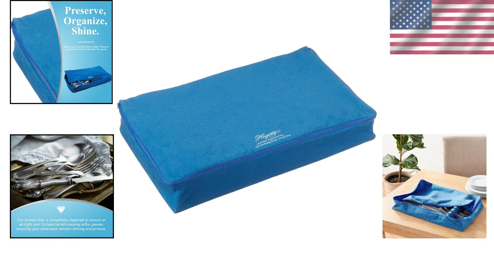 Zippered Flatware Storage Drawer Liner – Tarnish Preventive Silverware Organizer