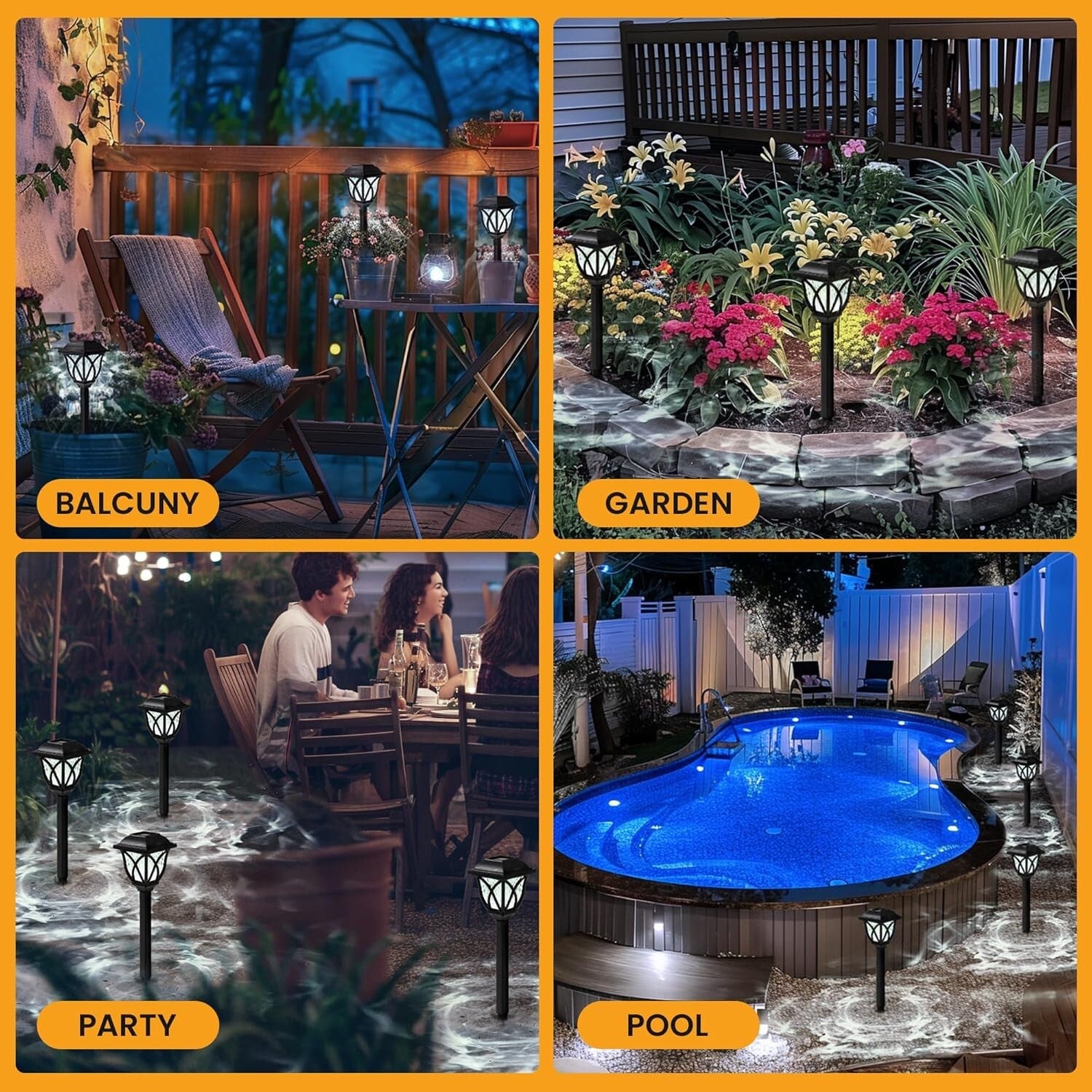 Eco-Friendly Solar Garden Lights - Weather-Resistant 8-Pack for Pathway Decor