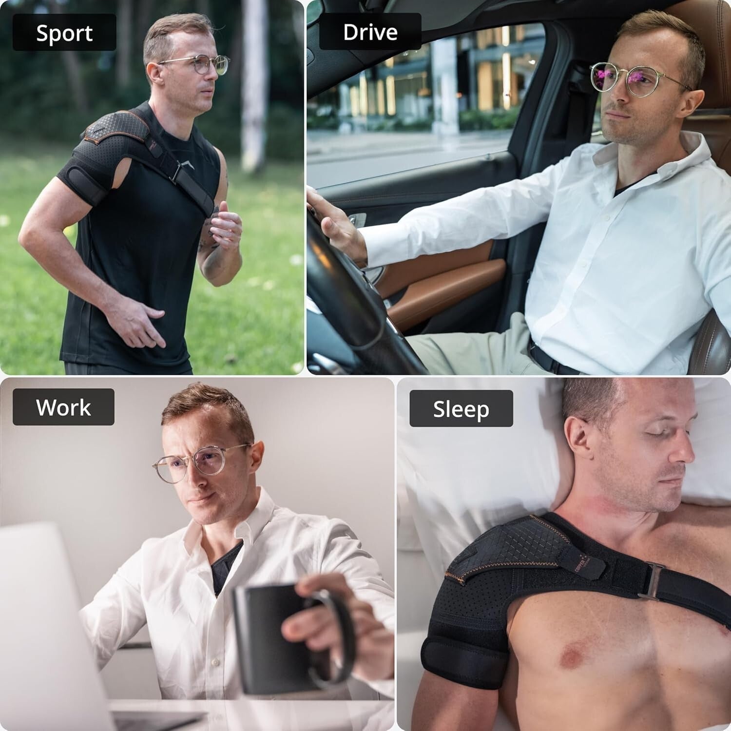 Copper-Infused Shoulder Brace for Torn Rotator Cuff - Pain Relief, Large/X-Large