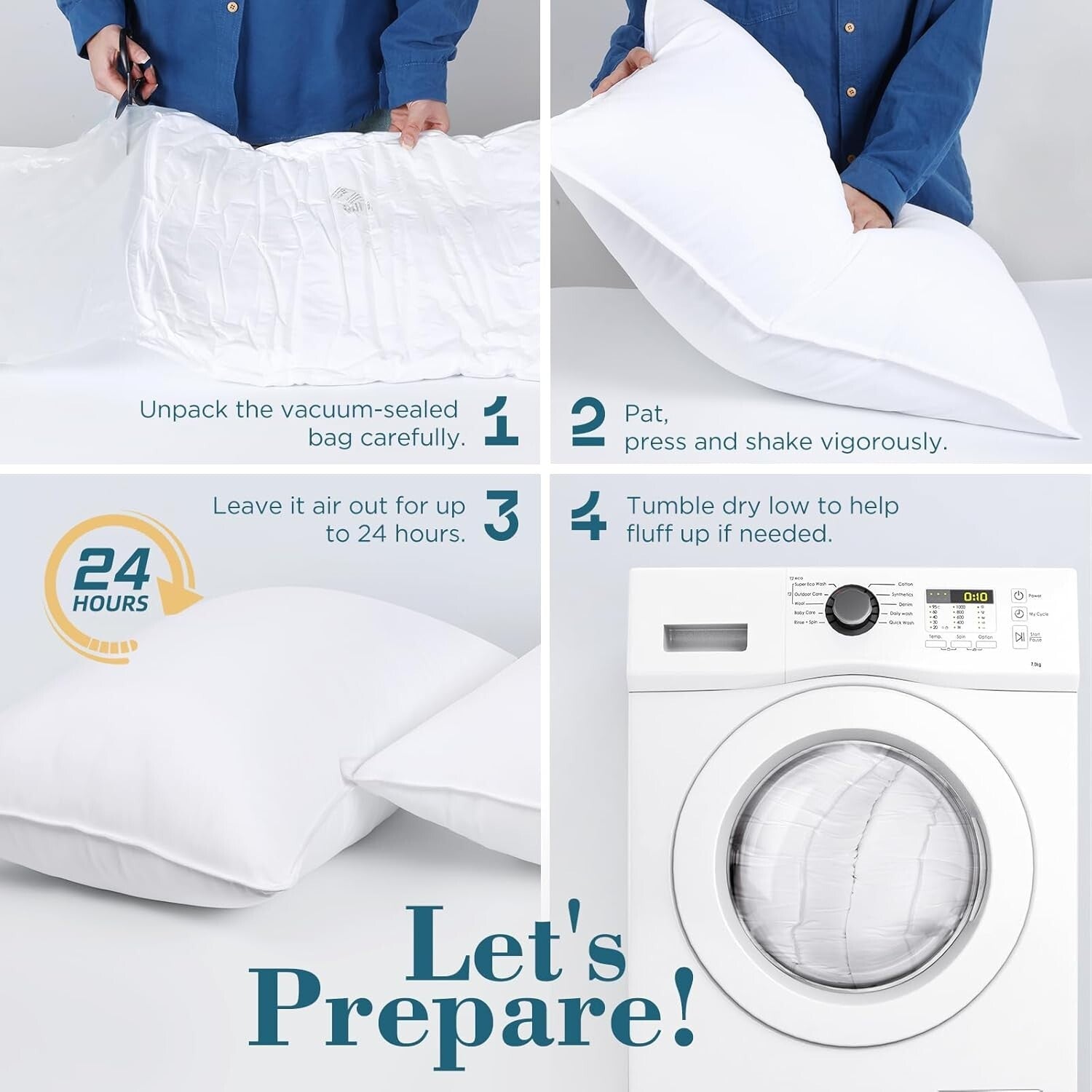 Cloud-Like Down Alternative Pillows Set of 2 - Plush Comfort for All Sleepers