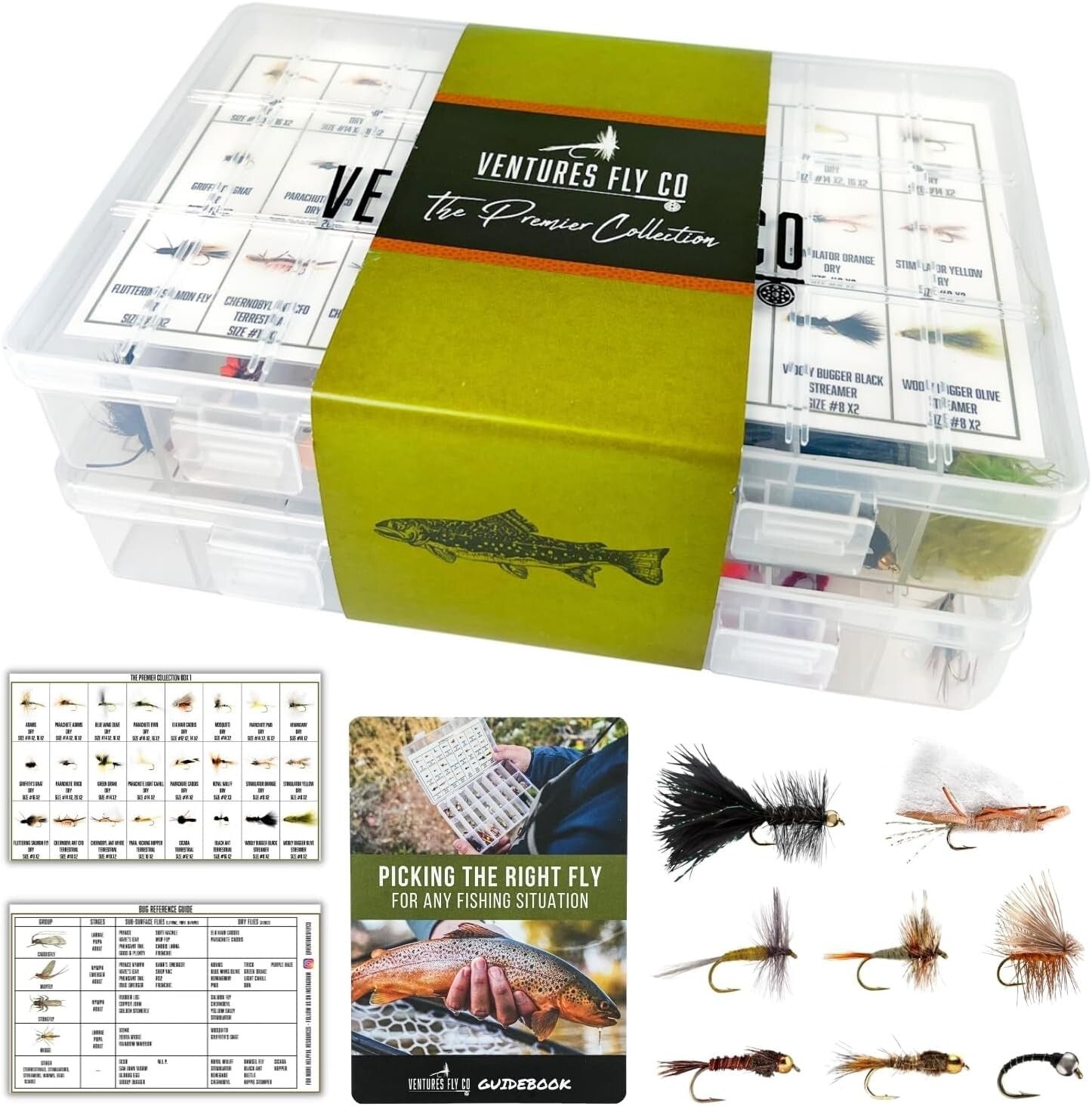 122 Premium Hand Tied Fly Fishing Set with 2 Boxes - Trout & Bass Assortment