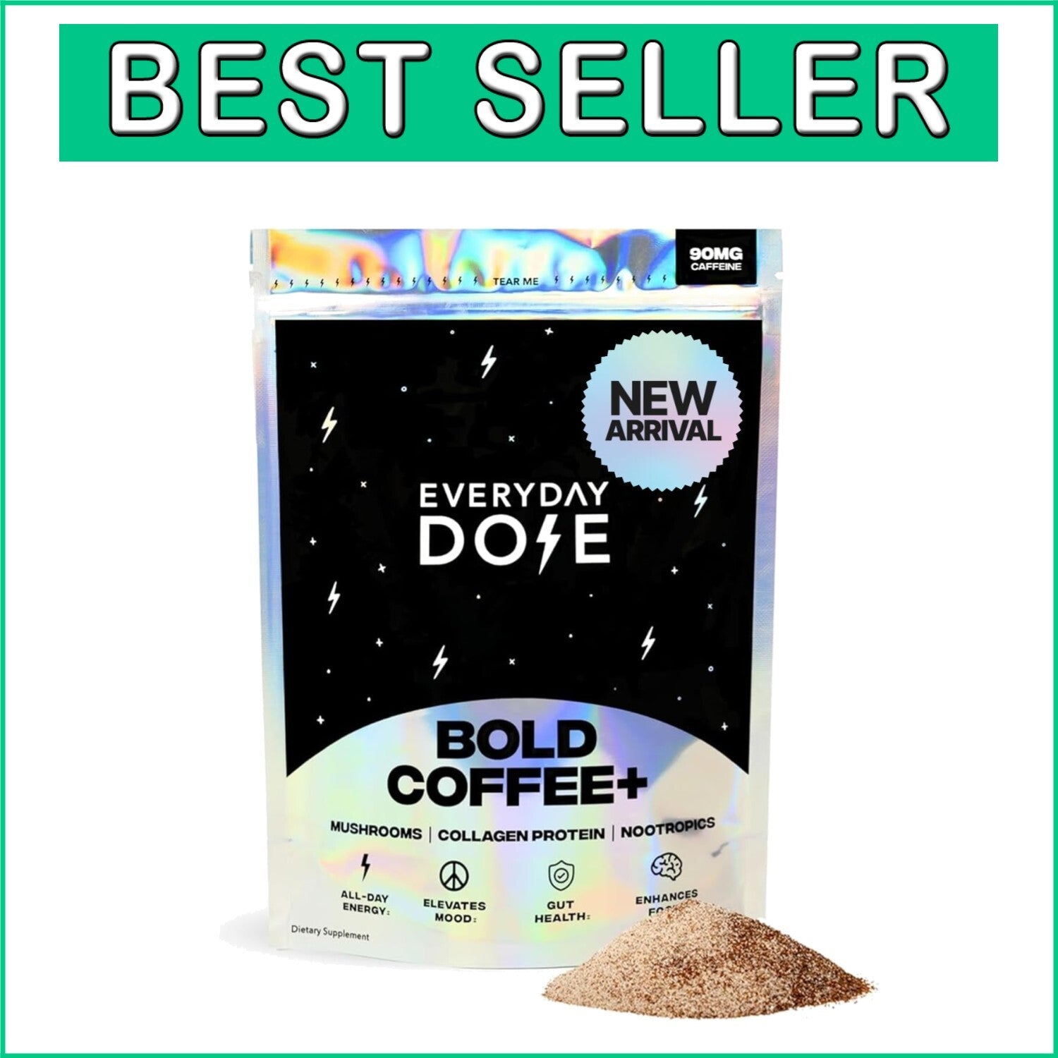 Bold Medium Roast Mushroom Coffee with Collagen & Adaptogens for Enhanced Focus