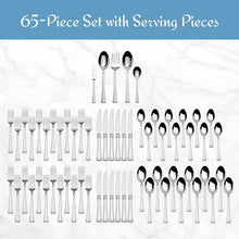 Load image into Gallery viewer, Timeless Harmony 65-Piece Flatware Set - Polished Stainless Steel Silverware