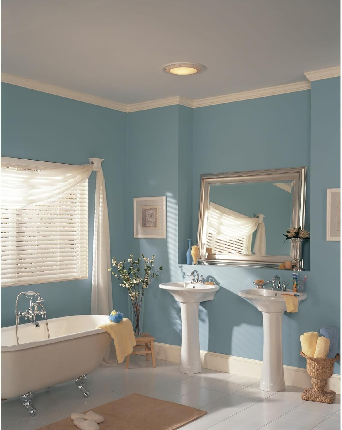 Efficient 100 CFM Bathroom Exhaust Fan & Night Light - Modern White Design