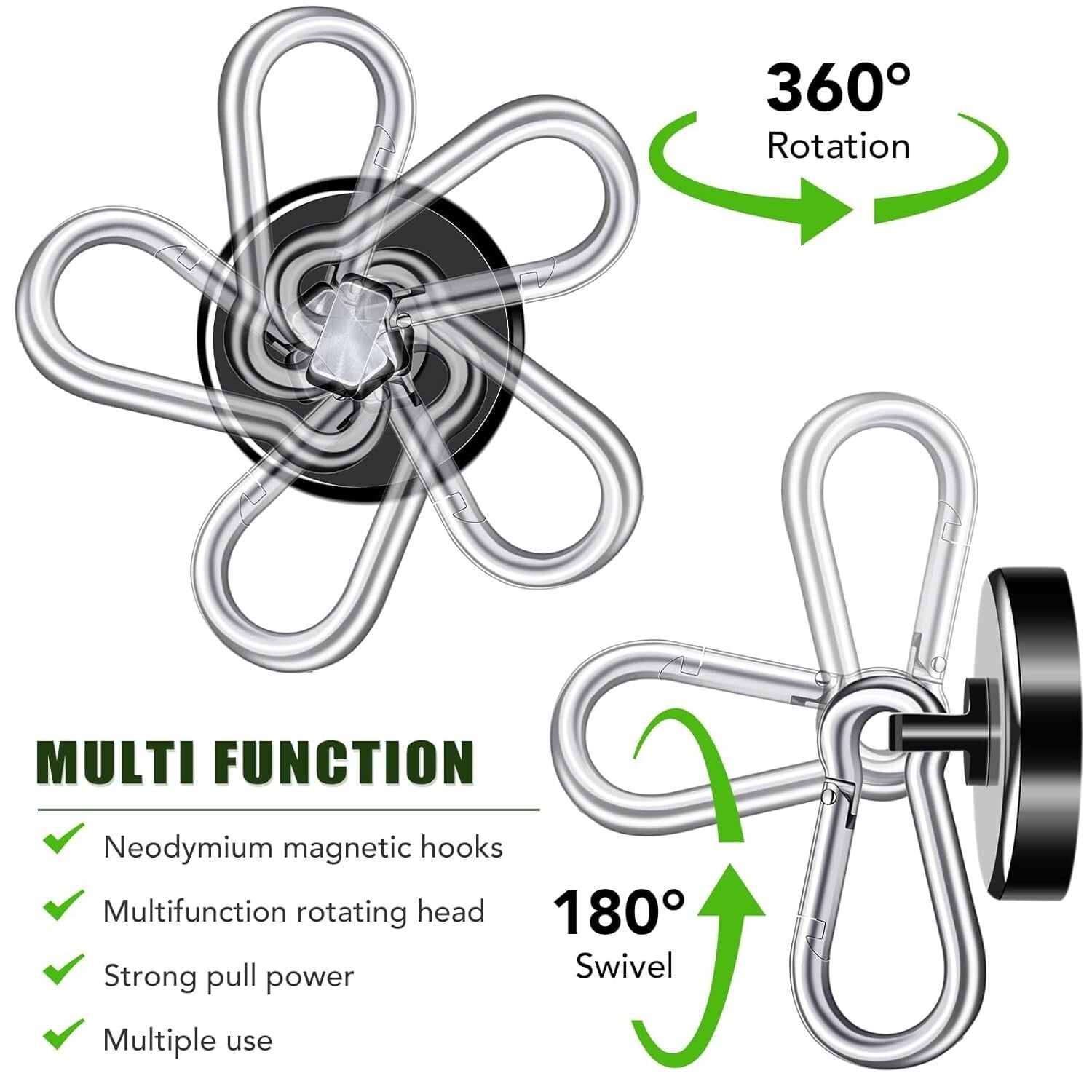 Versatile 40-Pack Black Magnetic Hooks - 110LBS Capacity for Easy Organization