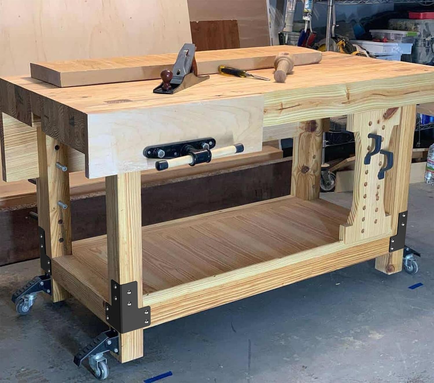 Black Coated 8pcs Heavy-Duty Brackets - Essential for Sturdy Workbench Setup