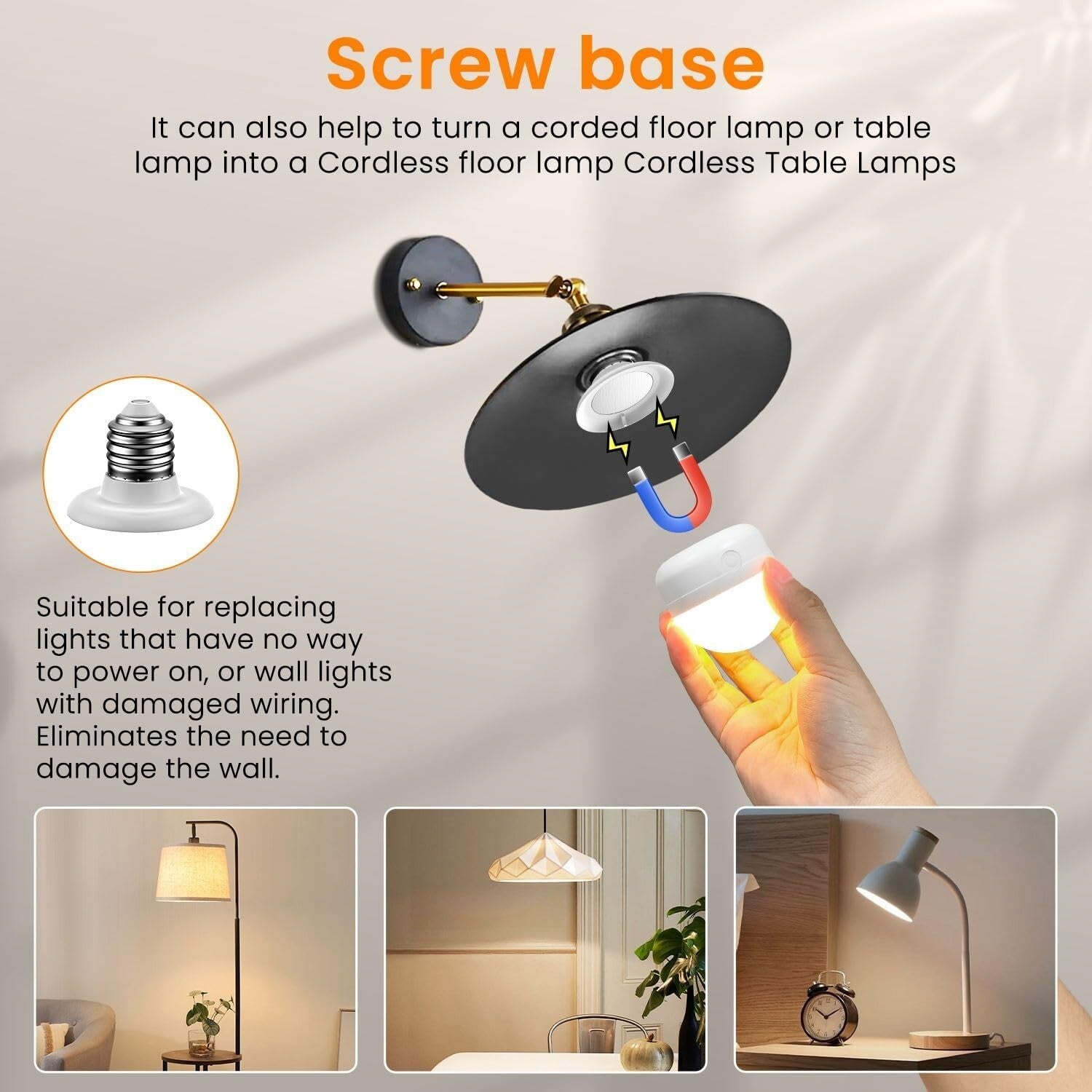 Versatile 8W Rechargeable LED Bulbs with Remote & Color Temperature Control