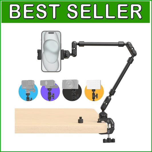 Flexible 22" Magic Arm & Clamp for Cameras, Phones, & Lights - Adjustable Design