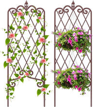 Load image into Gallery viewer, Elegant Scroll Design Garden Trellis - Bronze Metal for Climbing Plants, 2 Pack