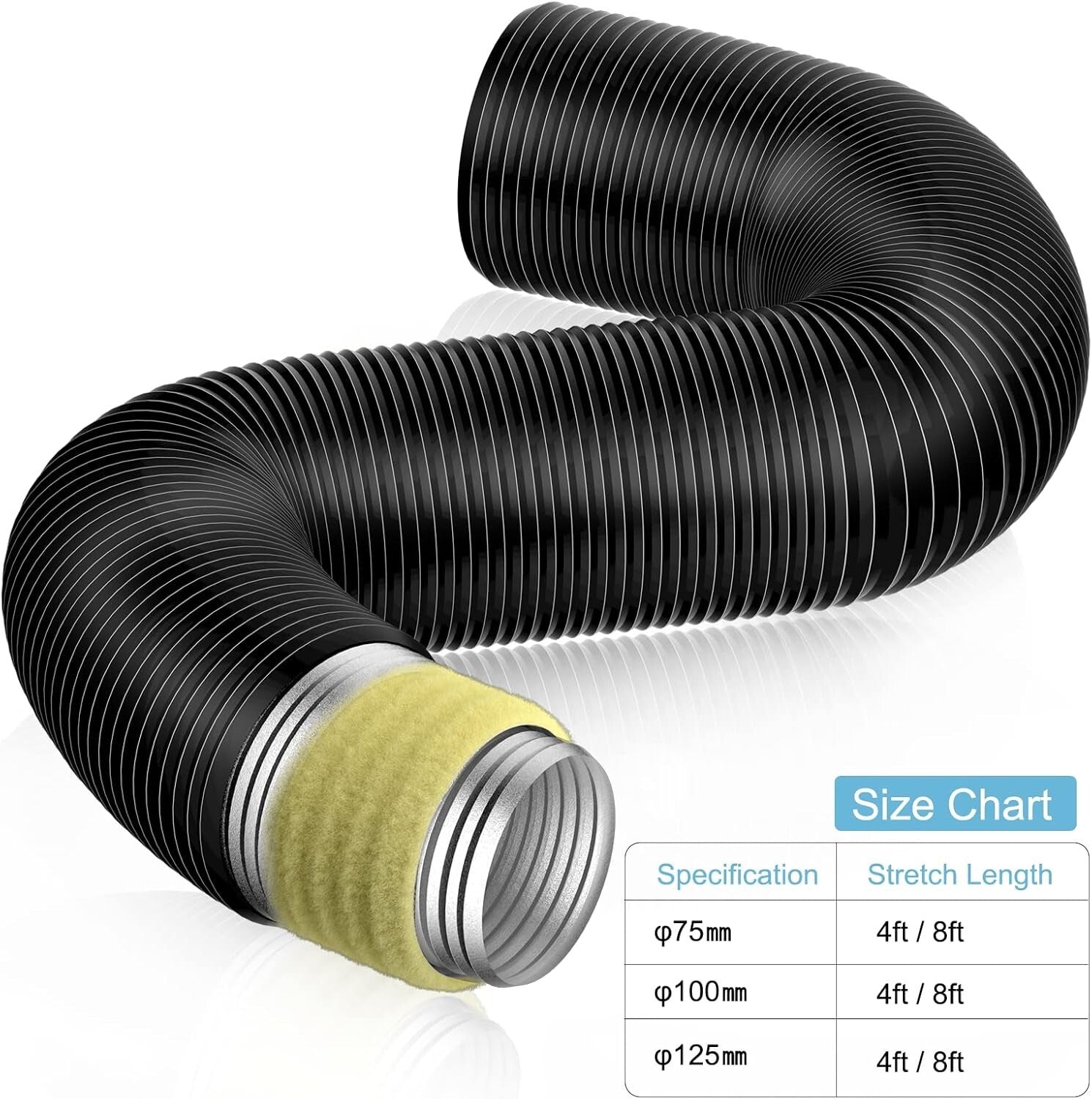 4-Layer Insulated Flexible Duct - 6'' x 8 Ft, Ideal for HVAC and Noise Control