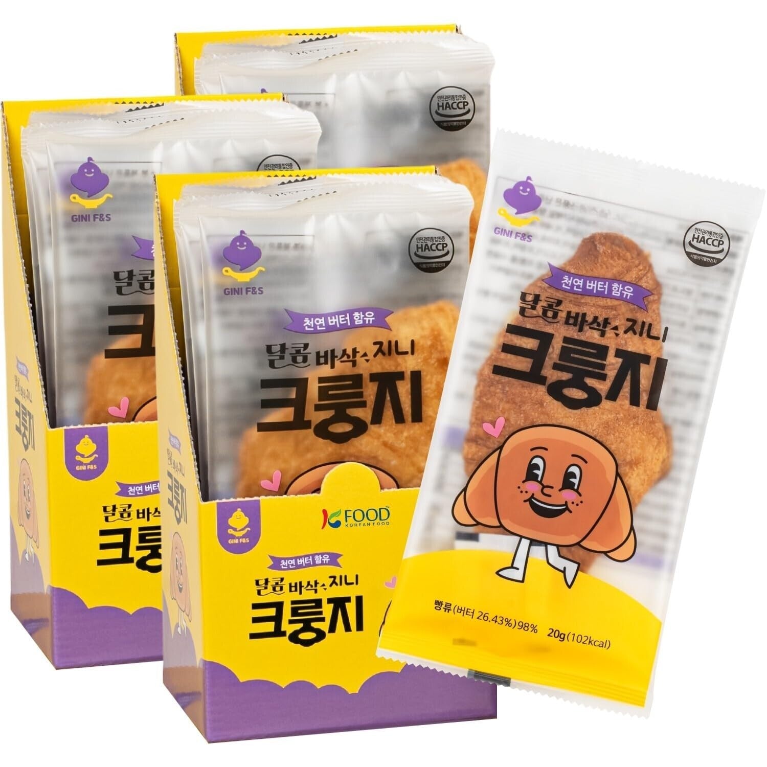 Crispy Korean Croissant Snack Bites - Individually Wrapped 30 Pack, 102 Calories