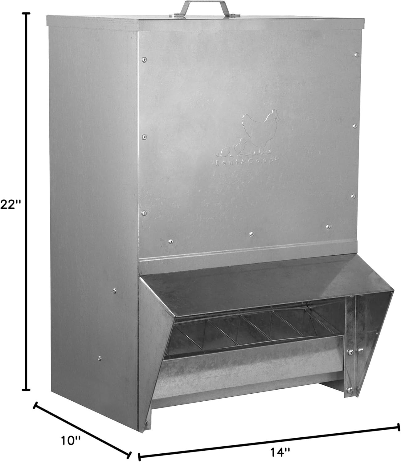 Durable Metallic Poultry Feeder: 50LB Capacity - Ideal for Grit and Oyster Shell