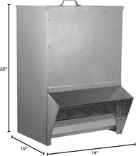 Load image into Gallery viewer, Durable Metallic Poultry Feeder: 50LB Capacity - Ideal for Grit and Oyster Shell