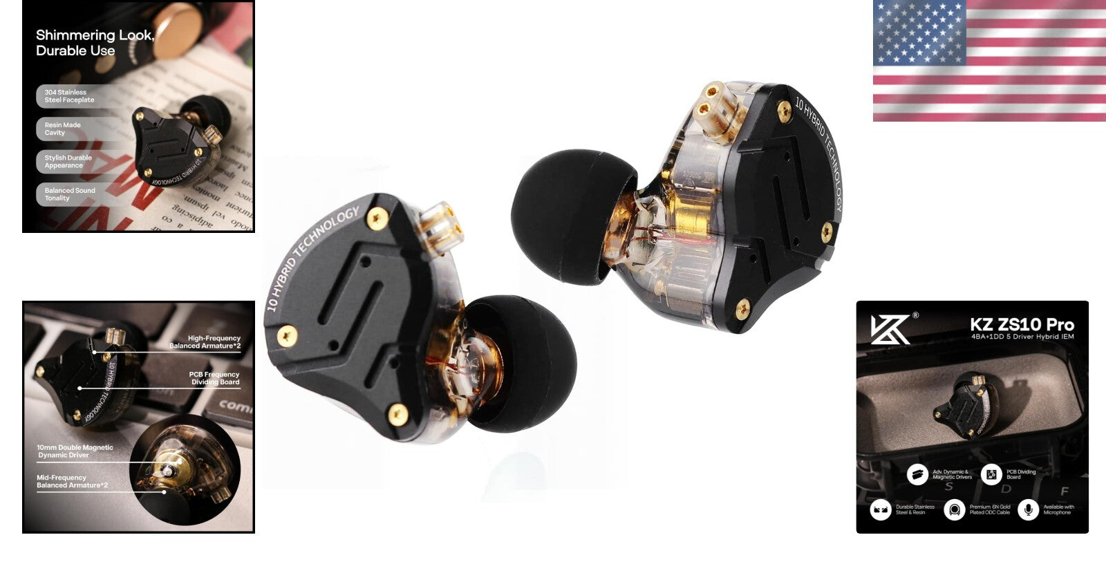 Detachable Cable Hybrid IEM Earphones in Dark Black - Premium Audio Experience
