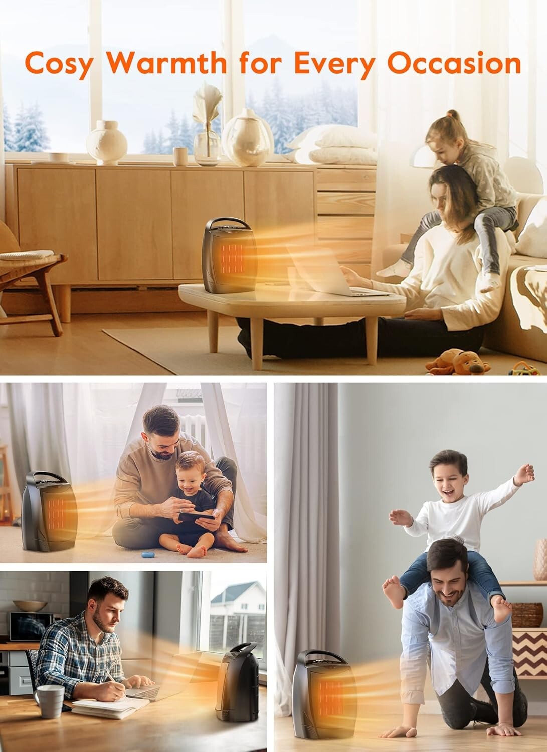 Digital Electric Heater - Instant Heating with 4 Modes for Home & Office