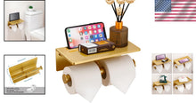 Load image into Gallery viewer, Dual Roll Toilet Paper Holder &amp; Shelf in Brushed Gold - Easy Installation