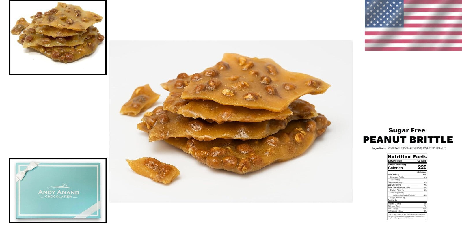 1 lb Sugar-Free Peanut Brittle - Perfect Vegan Gift for Health-Conscious Treats