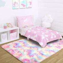 Load image into Gallery viewer, Vibrant 6x9 Fluffy Rainbow Rug for Kids' Playroom &amp; Girls' Bedroom Decor