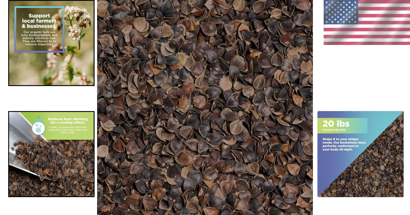 Natural 20 lbs Buckwheat Hulls - Eco-Friendly Filling for Pillows & Crafts