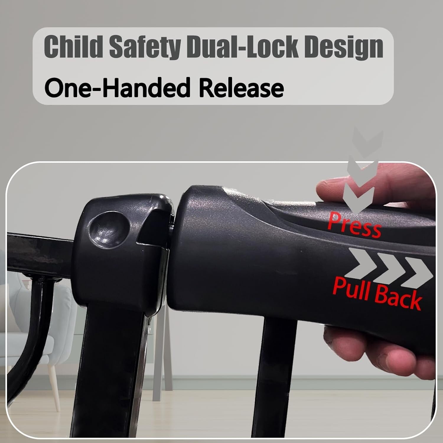 Easy Install Extra Wide Baby Gate 48-52.7" - Auto-Close Safety for Kids & Pets