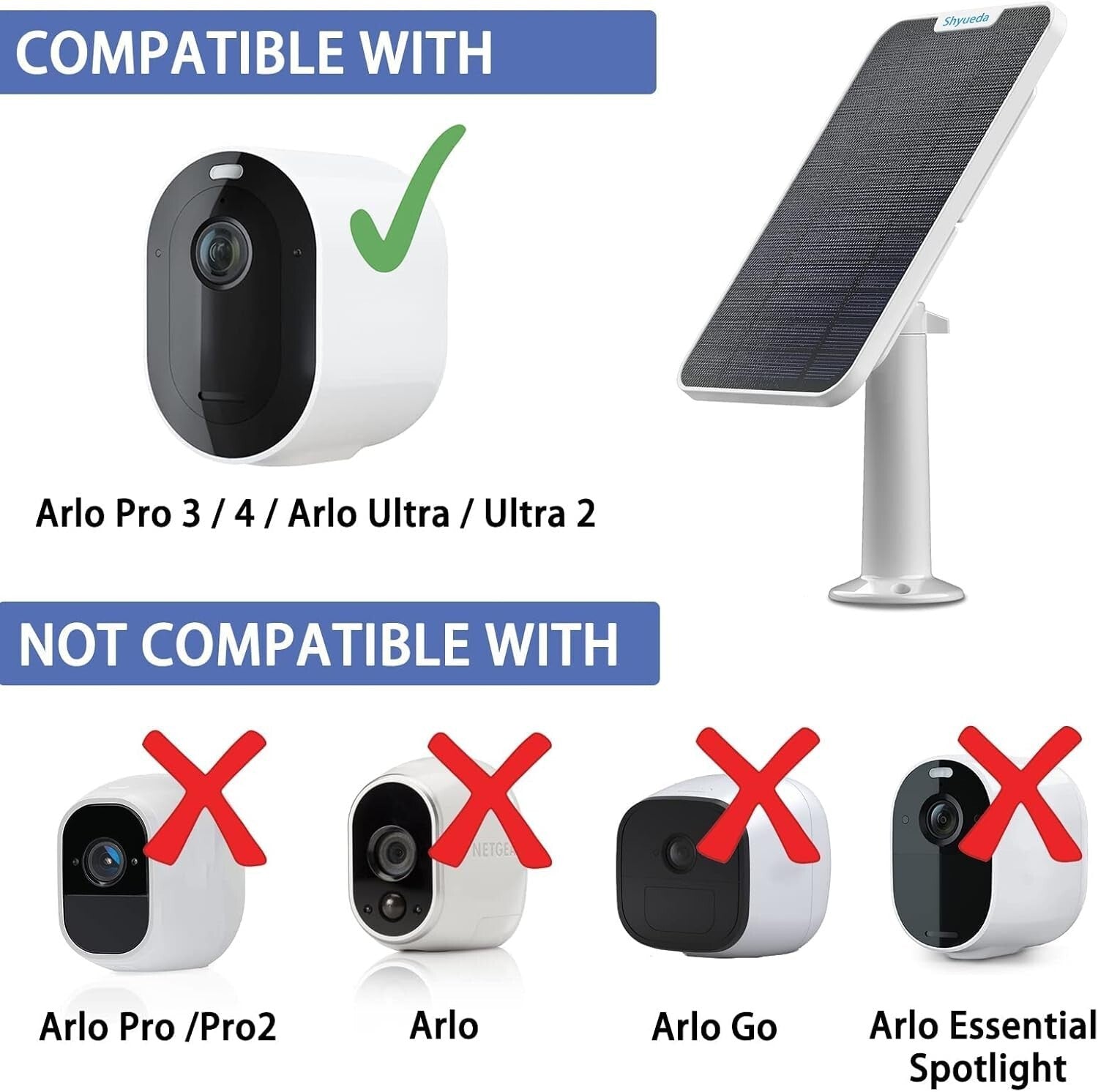 4W Solar Panel with Magnetic Connector for Arlo Pro 3/4/5S - Quick Charging