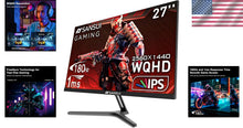 Load image into Gallery viewer, 27 Inch QHD 2560x1440 180Hz Monitor: Fast-Response, Eye Care, Adjustable Stand