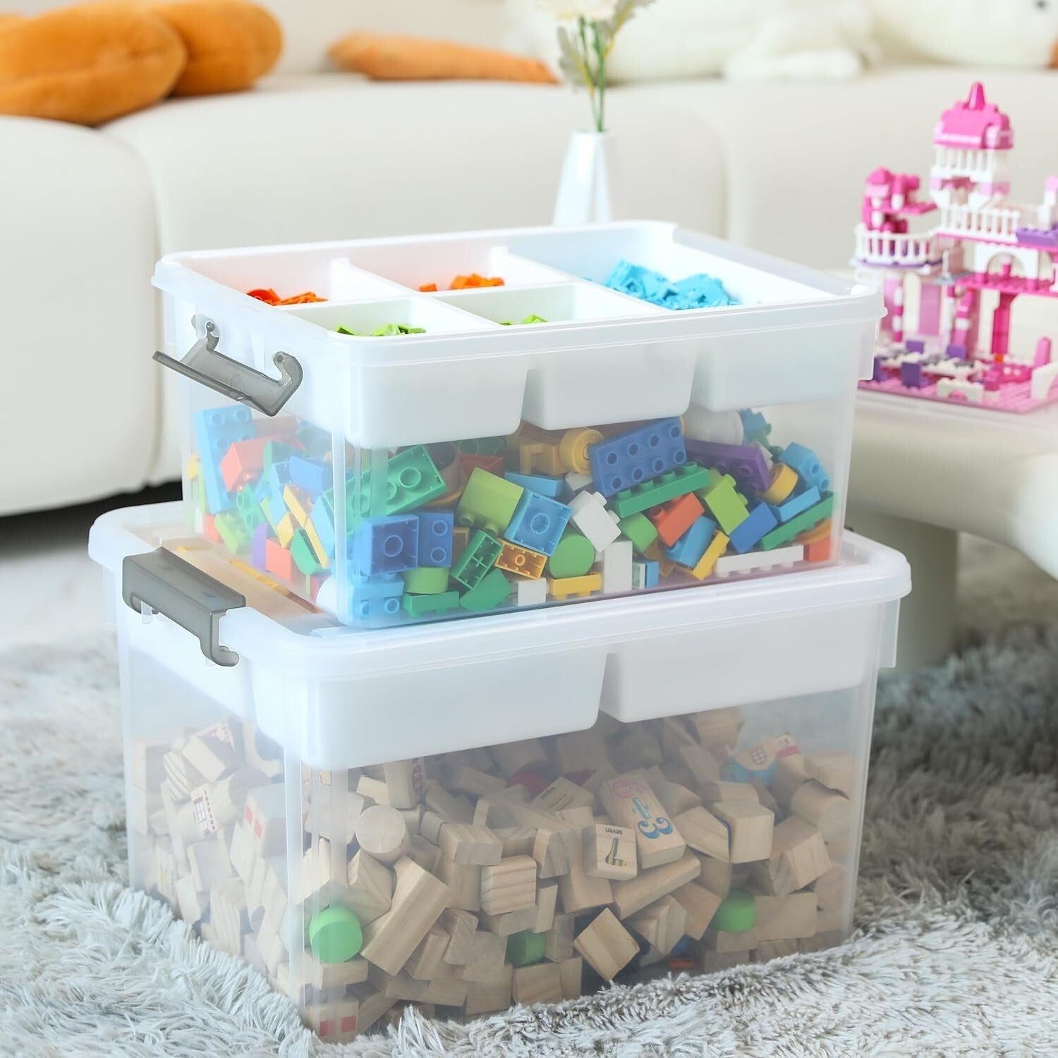 17 Quart Plastic Storage Bins - Stackable Organizers for Crafts & Toys, 2 Pack