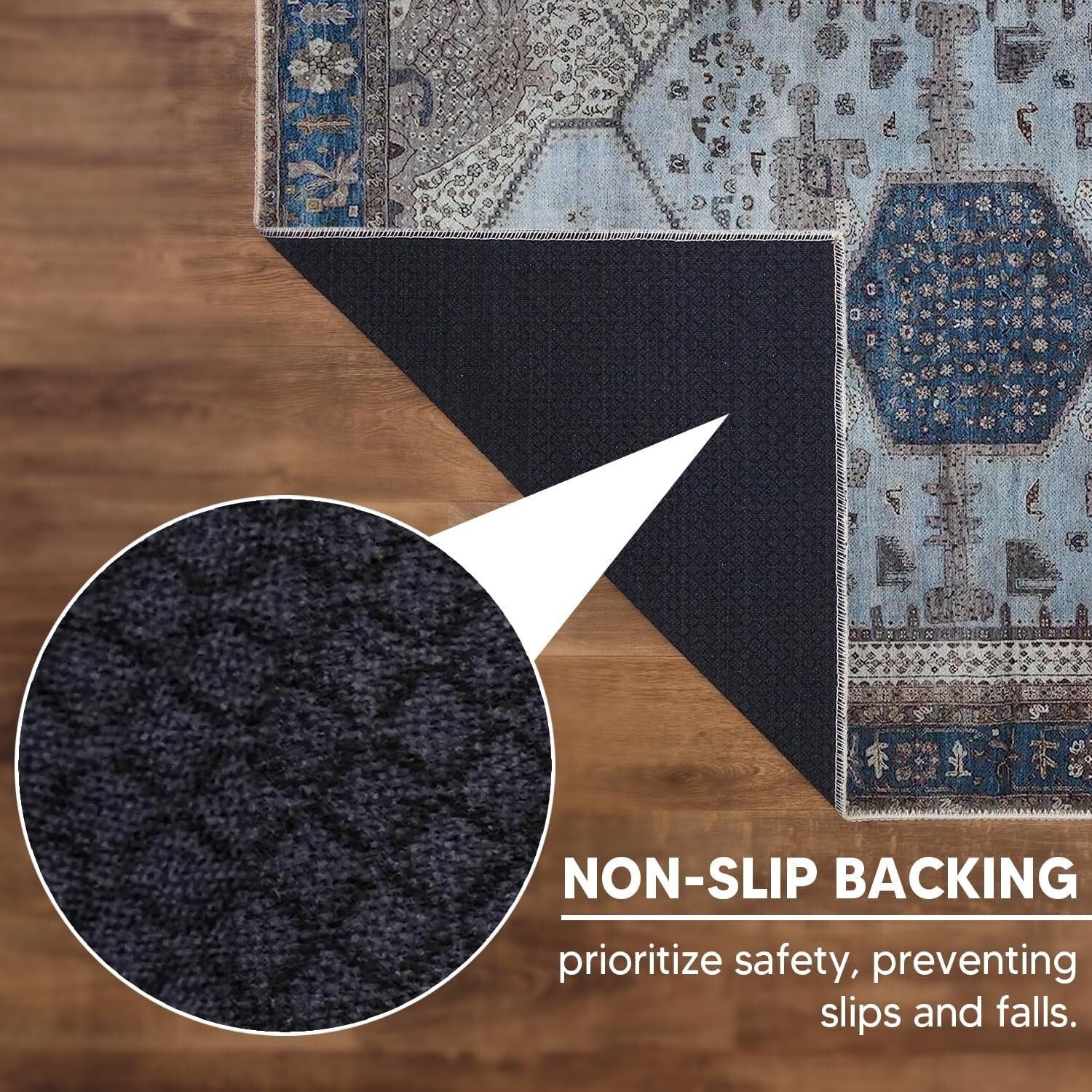 Durable 2' x 3' Non-Slip Rug, Machine Washable - Perfect for Hallways & Kitchens