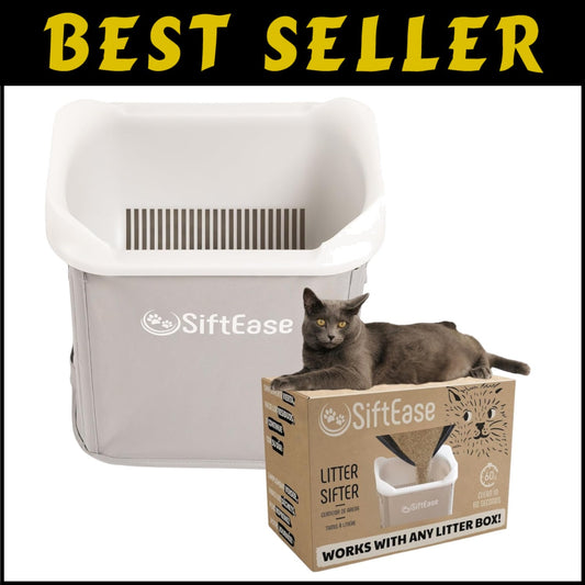 Light Grey Cat Litter Sifter - SiftEase with Deep Basket for Multi-Cat Homes